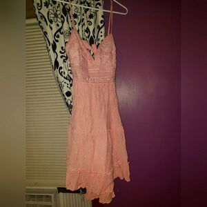 Backless pink mini dress